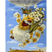 Картина для рисования по номерам "Кот с букетом" арт. GX 5043 m