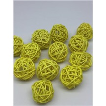 Ротанговые шары 3см В упак 12 шт. Цвет: желтый (yellow)
