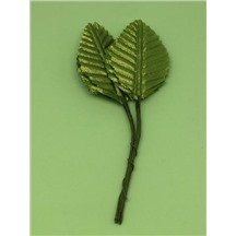 Листочки декоративные 3,8см х 6см. Цвет: 1 green (зеленый). Упак 12 листочков.