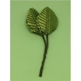 Листочки декоративные 3,8см х 6см. Цвет: 1 green (зеленый). Упак 12 листочков.