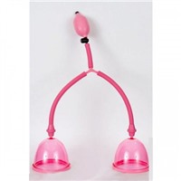 Toyfa помпа для груди, розоваяДвойная, с грушей и клапаном для сброса давления