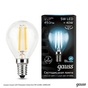  Gauss Лампа Gauss LED Filament Globe E14 5W 4100K 105801205