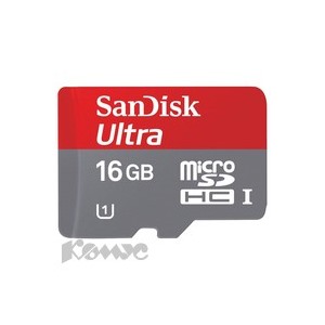 Карта памяти SanDisk Ultra microSDHC 16GB Class10(SDSDQUI-016G-U46)+адап