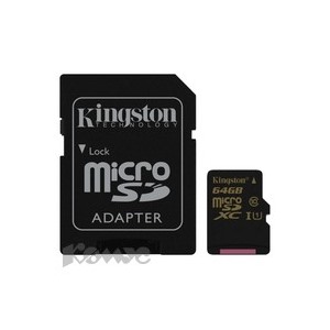 Карта памяти Kingston microSDCX 64GB Class 10 UHS-I(SDCA10/64GB)+адаптер