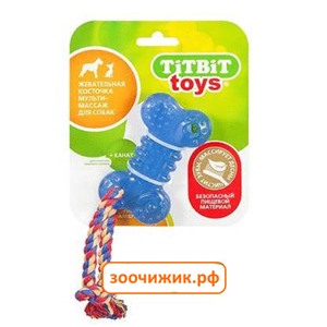 Игрушка TitBit косточка жевательная для собак, голубая, 10см