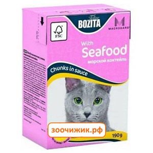 Консервы Bozita mini для кошек кусочки в соусе морской коктель (Tetra Pak) (190 гр)