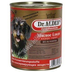 Dr. ALDER`S Мясное блюдо (алдерс гарант) консервы для собак рубленое мясо Конина 800 гр