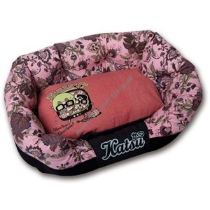 Катсу Лежак "Жаккард" овал розовый (разм. L)  75х50х26(cm)