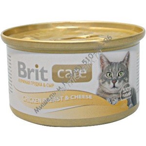 Brit Care Chicken Breast&Cheese 80 г Консервы д/кошек Куриная грудка в сыре ФАСОВКА 12 шт