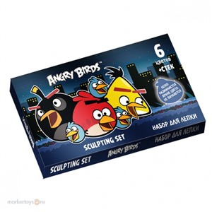 Пластилин 6 цв. Angry Birds со стеком 47010801