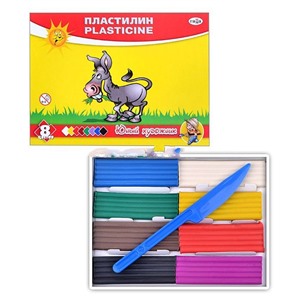Пластилин 8 цв. Юный художник 112г. со стек.