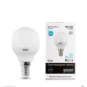  Gauss Лампа Gauss LED Elementary Globe 8W E14 4100K  (53128)