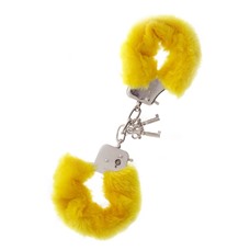 Желтые меховые наручники METAL HANDCUFF WITH PLUSH YELLOW