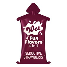 Разогревающий лубрикант Fun Flavors 4-in-1 Seductive Strawberry с ароматом клубники - 10 мл.