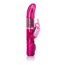 Розовый вибромассажер Advanced G Jack Rabbit  с клиторальным зайчиком - 18 см.