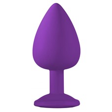 Большая фиолетовая анальная пробка Emotions Cutie Large с прозрачным кристаллом - 10 см.