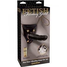 Женский страпон First Time Vibrating Strap-On Set с вибропулей для клиторальной стимуляции - 16,5 см.