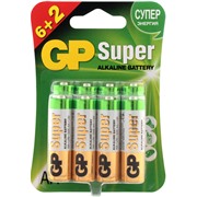 Батарейка GP SUPER 15A  LR6 / AA  BL6+2 ПРОМО (8/96)