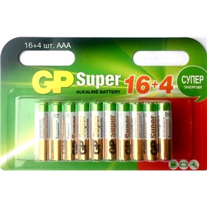 Батарейка GP SUPER 24A  LR03 / AAA BL16+4 ПРОМО (20/160)