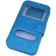 Чехол Book-case 5,5", синий тех. упаковка (с окном, и силиконовой вставкой для телефонов)