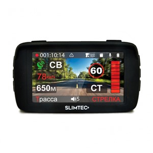 Видеорегистратор Slimtec Hybrid X + радар-детектор + GPS 2.7",2304x1296,170*,A7LA50,G-сенсор