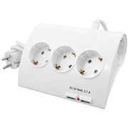 Сетевой удлинитель СТАРТ S ZDV 5x1 2USB, 5 розеток, 1 метр 16A, 3.5 кВт, с заземлением, с выключателем
