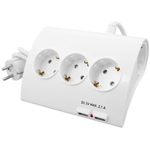 Сетевой удлинитель СТАРТ S ZDV 5x1 2USB, 5 розеток, 1 метр 16A, 3.5 кВт, с заземлением, с выключателем