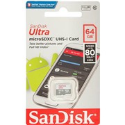 Карта памяти MicroSDXC 64 Gb SanDisk Ultra 80Mb/s б/ад SDSQUNS-064G-GN3MN