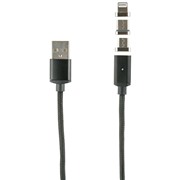 Кабель Red Line Магнитный 3 в 1 Apple 8-pin/micro/C черный, нейлоновая оплетка