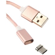Кабель Red Line Магнитный USB-C, розовый, нейлоновая оплетка