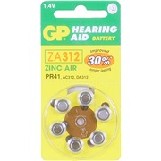 Батарейка GP ZA312FRA-9D6 BL6 (6/60) для слуховых аппаратов