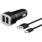 Авто З/У Deppa (11283) 2 USB 2.4А + кабель micro USB, черный