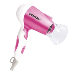 Фен CENTEK CT-2233 розово-белый 1600 Вт, складная ручка, 2 скорости и t нагрева