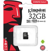 Карта памяти MicroSDHC 32 Gb Kingston class 10 80Mb/s б/ад Canvas Select/UHS-IU1/SDCS/32GBSP/R-80Mb/sW-10Mb/s