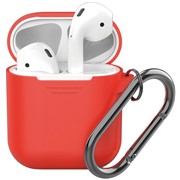 Чехол Deppa (47012) силиконовый для AirPods, карабин, ремешок, красный