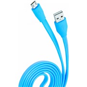 Кабель OLMIO (038700) micro USB голубой, 1 м, 2.1 A плоский