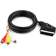 Кабель Netko SCART - 3 RCA, 1,5м литой, с переключателем