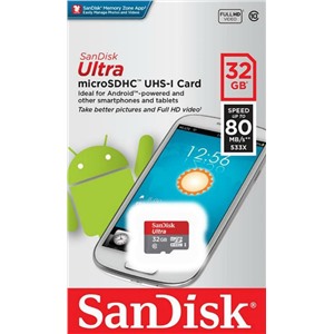 Карта памяти MicroSDHC 16 Gb SanDisk Ultra 80Mb/s б/ад SDSQUNS-016G-GN3MN
