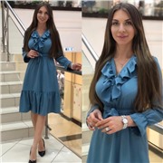 Платье лайт с поясом деним K122