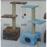 ЗООНИК Дом для кошки 2 площадки цветной мех (400х360х980)