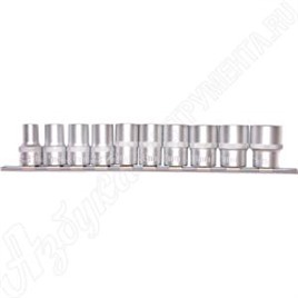 Набор торцевых головок 3/8" двенадцатигранных CrV 10 шт 9-19 мм STELS 13607
