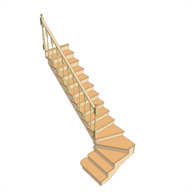 №2.1.1.2. Лестница с поворотом на 90 градусов, с забежными и прямыми ступенями