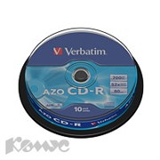 Носители информации Verbatim CD-R 700MB 52x CB/10 43429 Crystal