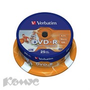 Носители информации Verbatim DVD-R 4,7Gb 16х Cake/25 43538 Print