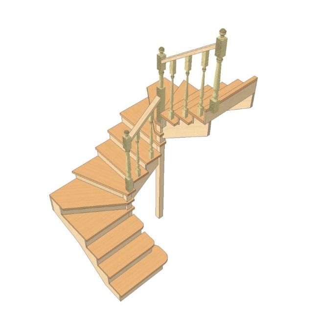 №3.1.5.3. Лестница с разворотом на 180 градусов, с забежными ступенями
