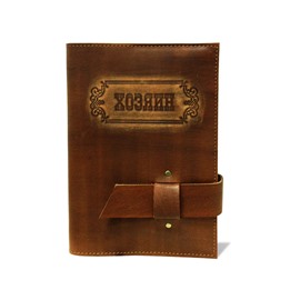 Ежедневник большой Хозяин в кож.облож. недатир. (с гравиров., корич.)