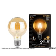  Gauss Лампа Gauss LED Filament G95 E27 6W Golden 2400K 105802006