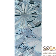 Панно Камила  цветы голубой 1608-0102 40х80 (комплект 4 шт) купить по лучшей цене в интернет магазине стильных обоев Сова ТД. Доставка по Москве, МО и всей России