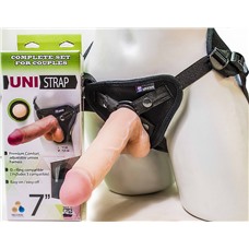 Страпон-унисекс с двумя насадками UNI strap 7  Harness - 19 и 12 см.