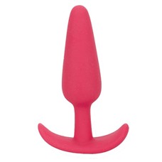 Розовая анальная пробка из силикона SMILING BUTT PLUG - 8,9 см.